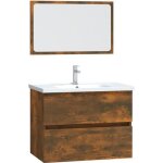 Meuble de salle de bain - mothiness - ch�ne fum� - 60x385x45 cm - miroir inclus - design contemporain ...