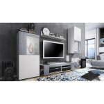 Meubles de salon en blanc et aspect avola anthracite led blanc Meubles de salon en blanc et aspect avola anthracite led blanc