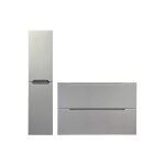 Meuble simple vasque suspendu avec colonne - gris - 80 cm - stefanie