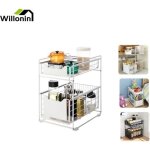 Meubles sous �vier � 2 �tages willonin� panier coulissant de cuisine �tag�re � �pices pour comptoir support ...