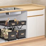 Meuble sous - �vier pliable et relevable en acier au carbone - homewell - noir - 40 * 26 * 43cm