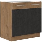 Meuble sous vier rock - mlamin dcor chne lancelot et gris matera - 1 porte - l80 x h82 cm