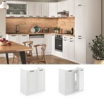 Meuble bas sous - vier r - line 80cm sans pt blanc campagne blanc vicco