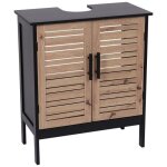 Meuble sous lavabo - tendance - 2 portes - 1 etagre - noir - h 70 cm