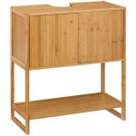 Meuble sous - lavabo - pegane - bambou / mdf - blanc - contemporain / design - a poser au sol