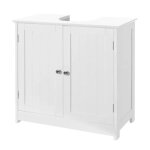 Meuble sous - lavabo de salle de bain avec 2 portes en mdf coloris blanc - longueur 60 x hauteur 60 x ...