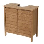 Meuble sous - lavabo de salle de bain meuble de rangement en mdf coloris naturel - longueur 60 x hauteur ...