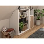 Meuble sous pente 1 porte 2 �tag�res et 1 niche - blanc et naturel - adezio