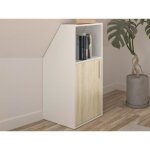 Meuble sous pente 1 porte et 1 niche - blanc et naturel - adezio