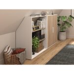 Meuble sous pente 2 portes et 2 �tag�res - blanc et naturel - adezio