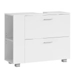 Meuble sous vasque avec 2 grands tiroirs grande ouverture de siphon montage facile 30 x 80 x 64 cm blanc ... Meuble sous vasque avec 2 grands tiroirs grande ouverture de siphon montage facile 30 x 80 x 64 cm blanc ...