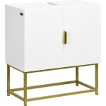 Meuble salle de bain sous lavabo - kleankin - placard 2 portes avec �tag�res - 60 x 30 x 65 cm - blanc ...