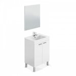 Meuble sous - vasque avec 2 portes + miroir coloris blanc brillant - 80 x 60 x 45 cm
