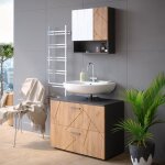 Meuble sous vasque simple irma 80x58. 6cm chne dor / anthracite anthracite vicco