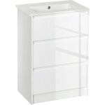 Meuble sous - vasque - kleankin - 2 tiroirs - 61x37x88cm - blanc laqu