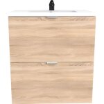 Meuble sous - vasque 2 tiroirs malaga 60 cm + vasque / dcor chne blanchi