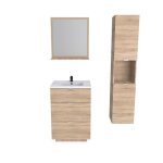 Meuble sous vasque marbella 60 cm + vasque + miroir + colonne / dcor chne blanchi