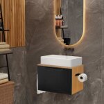 Meuble sous vasque meuble de salle de bain en bois meuble de rangement sous lavabo 60x40x45cm brun et ...