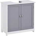 Kleankin - meuble salle de bain - mdf - 60x30x60cm - gris et blanc
