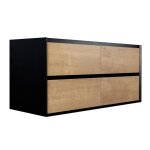 Meuble sous vasque suspendu - coloris naturel clair et noir - 120 cm - lannick