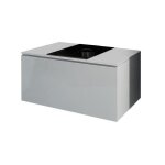 Meuble sous vasque suspendu collection owl blanc mat et brillant plaque en verre noir idal pour salle ...