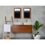 Meuble sous vasque suspendu en teck fonc - 2 tiroirs - 115 cm - bimbing