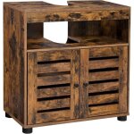 Meuble sous vasque - vasagle - 2 portes persiennes - brun rustique - 60 x 30 x 63 cm