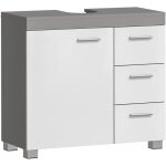Meuble sous vasque - vasagle - 3 grands tiroirs - 2 compartiments - blanc et gris ciment Meuble sous vasque - vasagle - 3 grands tiroirs - 2 compartiments - blanc et gris ciment
