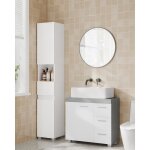 Meuble sous vasque - vasagle - 3 tiroirs latraux - 2 cases - blanc et gris