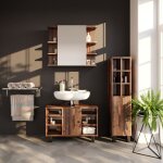 Meuble sous vasque simple fynn 80x54cm bois antique vicco