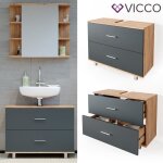 Meuble sous vasque simple ilias 80x60. 8cm anthracite / ch�ne dor� ch�ne de force dor� vicco