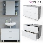 Meuble sous vasque simple ilias 80x60. 8cm bton / blanc blanc vicco