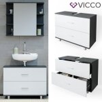 Meuble sous vasque simple ilias 80x60. 8cm anthracite / blanc blanc vicco