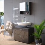 Meuble sous vasque simple irma 80x58. 6cm anthracite haute brillance anthracite vicco Meuble sous vasque simple irma 80x58. 6cm anthracite haute brillance anthracite vicco