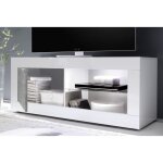 Meuble tv 1 porte collection isora coloris blanc laqué brillant et gris effet béton Meuble tv 1 porte collection isora coloris blanc laqué brillant et gris effet béton