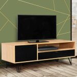 Idmarket meuble tv 113 cm vintage noemi 1 porte 1 tiroir bois pied �pingle