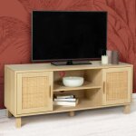 Idmarket meuble tv 115 cm vintage elin 2 portes effet naturel cannage
