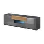 Meuble tv 160cm collection ohio. Éclairage led intégré. coloris gris anthracite et chêne. Meuble tv 160cm collection ohio. Éclairage led intégré. coloris gris anthracite et chêne.