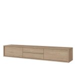 Meuble tv 180cm 2 tiroirs et 2 portes collection maanum. couleur chêne clair. Meuble tv 180cm 2 tiroirs et 2 portes collection maanum. couleur chêne clair.