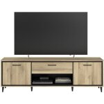 Meuble tv 2 portes et 1 tiroir - ostara - ch�ne / noir - 1799 x 398 x 569 cm - parisot