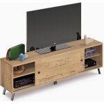 Meuble tv 2 portes coloris chêne doré - hauteur 52 x longueur 160 x profondeur 40 cm Meuble tv 2 portes coloris chêne doré - hauteur 52 x longueur 160 x profondeur 40 cm