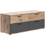 Meuble tv 4 tiroirs ? gris anthracite et ch�ne clair ? selma