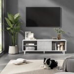 Meuble tv pour tv jusqu� 60 pouces montage rapide sans outils verre cannel� moderne 140 x 39 x 45 cm ...