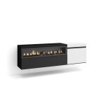 Meuble tv banc t�l� 150x35x45cm pour les tv jusqu� 65 feu �lectrique suspendu mural blanc et noir rf2444 ...