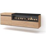 Meuble tv banc t�l� 150x35x45cm pour les tv jusqu� 65 feu �lectrique suspendu mural ch�ne et noir rf2438 ...