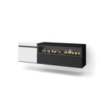 Meuble tv banc tl 150x35x45cm pour tv jusqu 65 feu lectrique suspendu mural blanc et noir rf2450