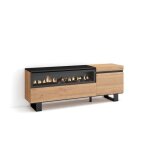 Meuble tv banc t�l� 150x35x57cm pour les tv jusqu� 65 chemin�e �lectrique design industriel ch�ne et ...