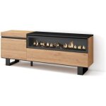 Meuble tv banc t�l� 150x35x57cm pour les tv jusqu� 65 chemin�e �lectrique design industriel ch�ne et ...