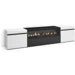 Meuble tv banc tl 200x35x45cm pour les tv jusqu 80 feu lectrique blanc et noir rf2169