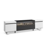 Meuble tv banc t�l� 200x35x57cm pour tv jusqu� 80 feu �lectrique design industriel blanc et noir rf2170 ...